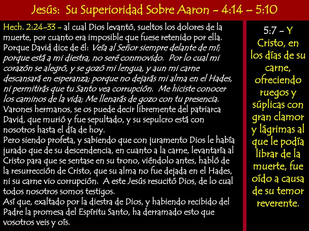 Jesús: Su Superioridad Sobre Aaron - 4:14 – 5:10