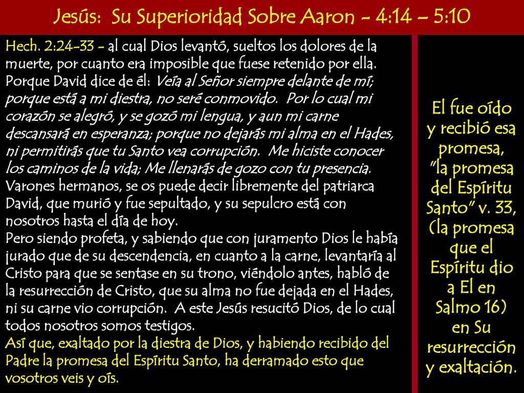 Jesús: Su Superioridad Sobre Aaron - 4:14 – 5:10