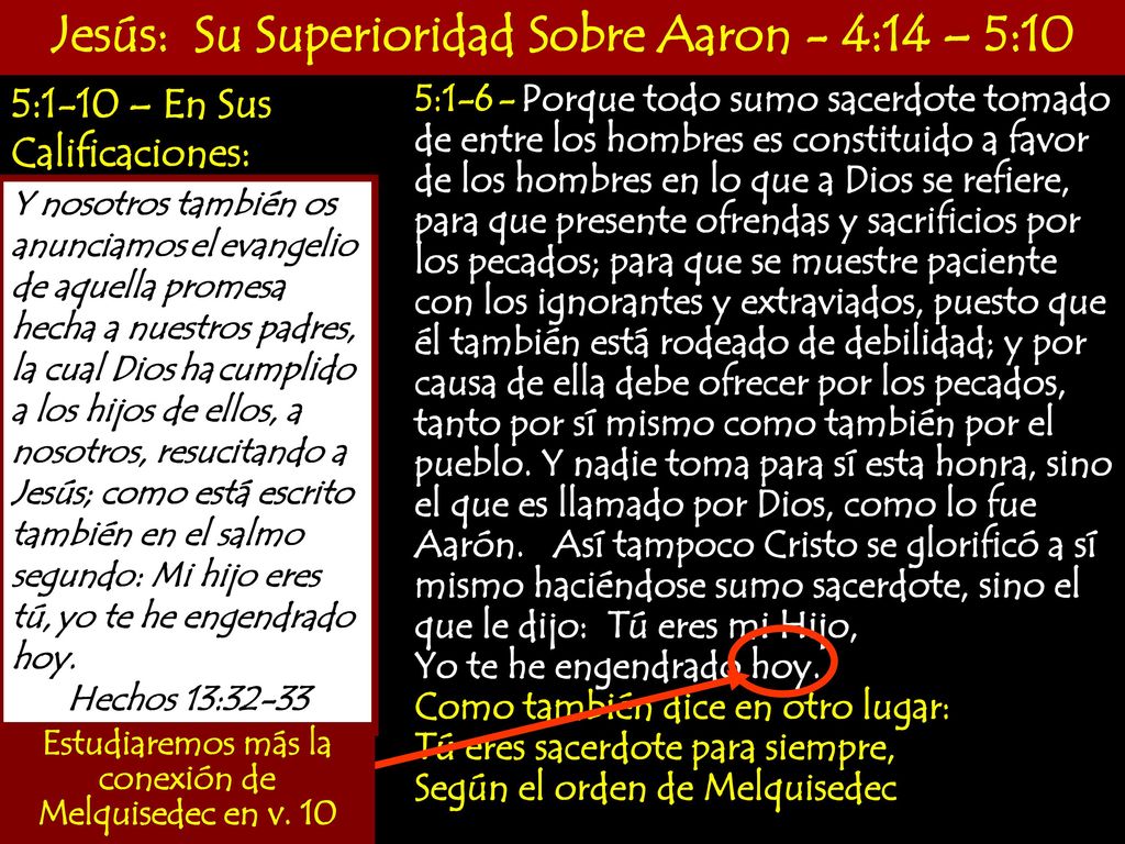 Jesús: Su Superioridad Sobre Aaron - 4:14 – 5:10