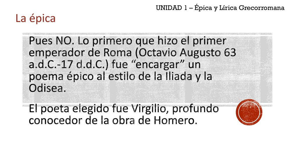 UNIDAD 1 – Épica y Lírica Grecorromana