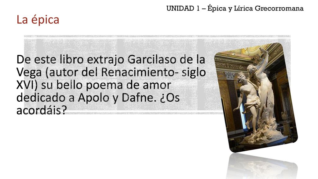 UNIDAD 1 – Épica y Lírica Grecorromana