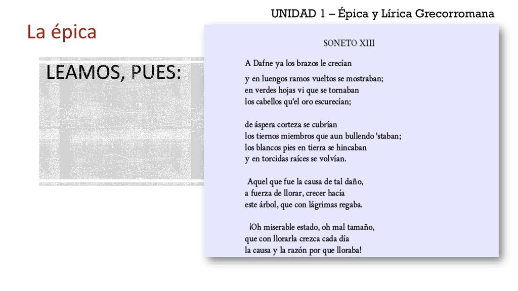 UNIDAD 1 – Épica y Lírica Grecorromana