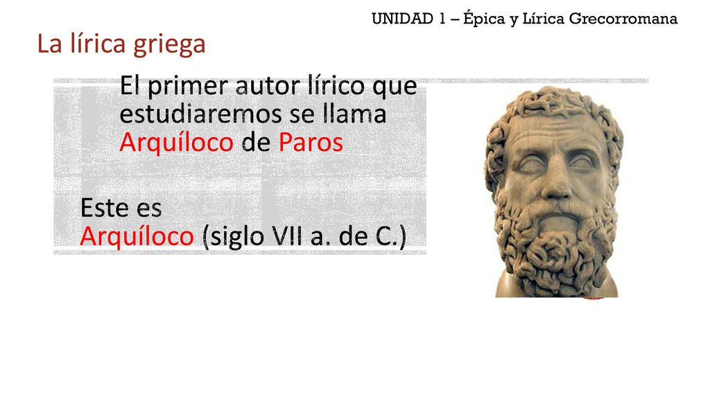 UNIDAD 1 – Épica y Lírica Grecorromana