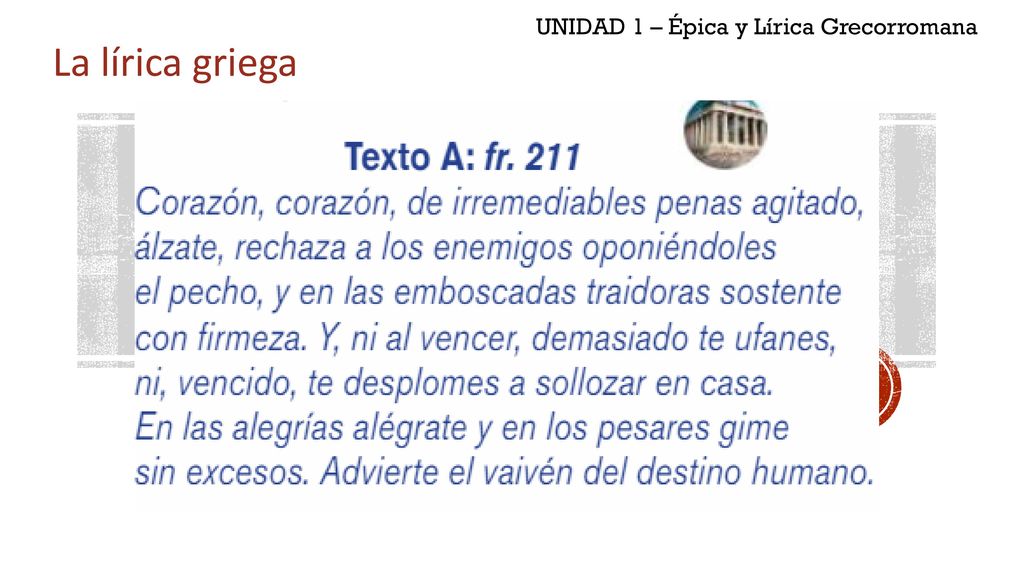 UNIDAD 1 – Épica y Lírica Grecorromana