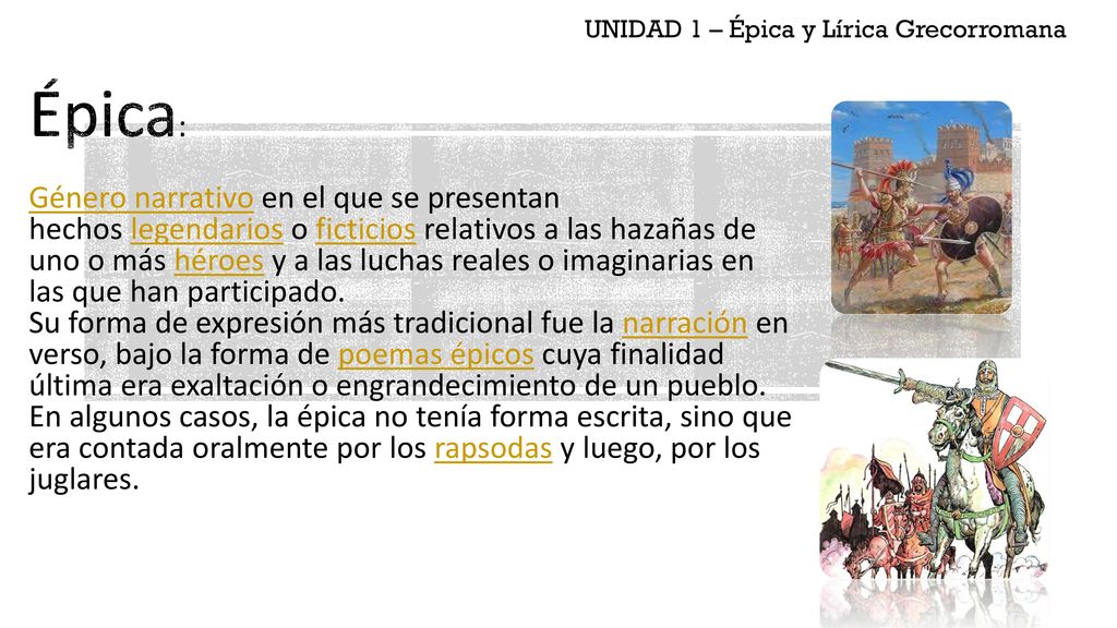 UNIDAD 1 – Épica y Lírica Grecorromana