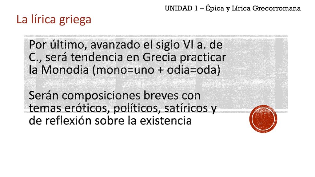 UNIDAD 1 – Épica y Lírica Grecorromana