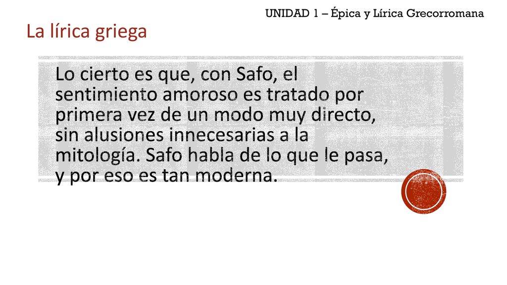 UNIDAD 1 – Épica y Lírica Grecorromana