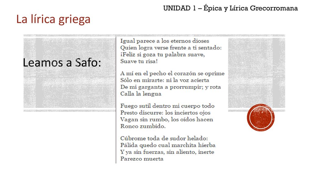 UNIDAD 1 – Épica y Lírica Grecorromana