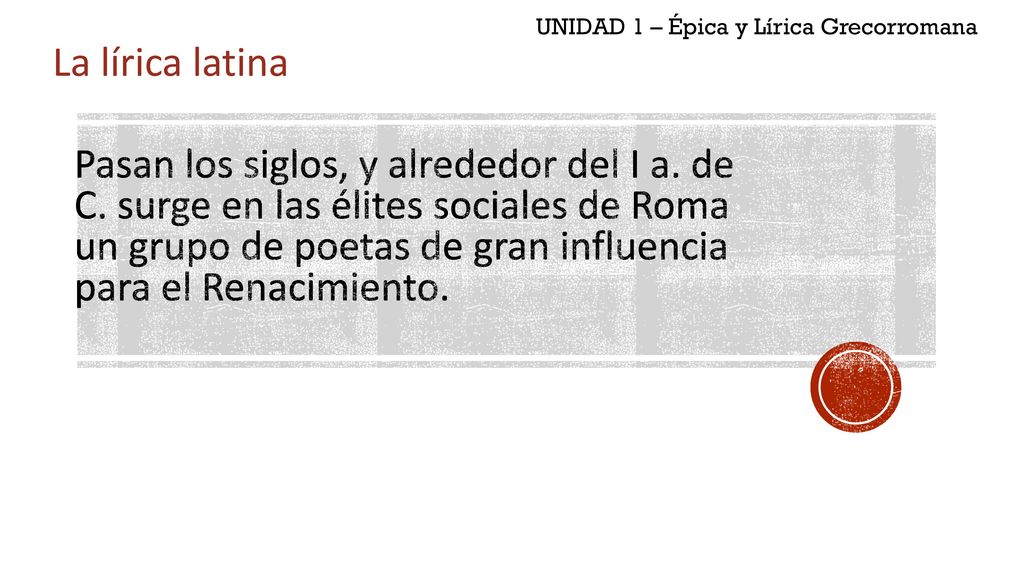 UNIDAD 1 – Épica y Lírica Grecorromana