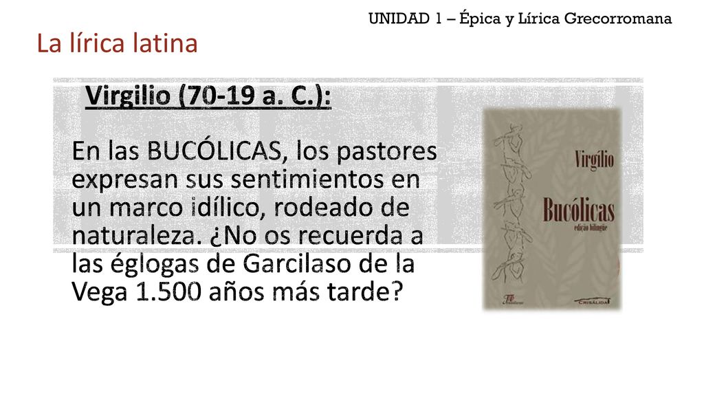 UNIDAD 1 – Épica y Lírica Grecorromana