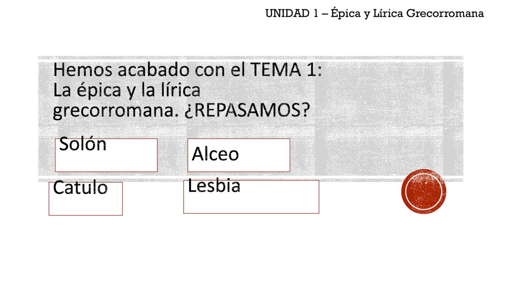 UNIDAD 1 – Épica y Lírica Grecorromana
