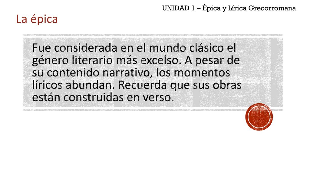 UNIDAD 1 – Épica y Lírica Grecorromana
