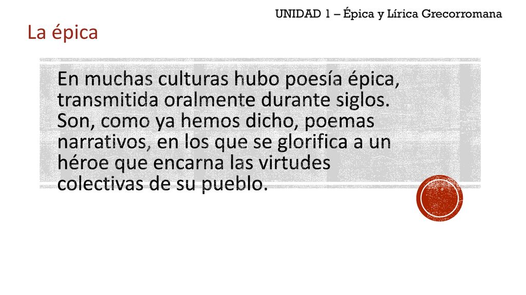 UNIDAD 1 – Épica y Lírica Grecorromana