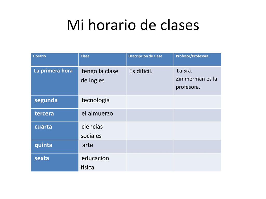 Mi horario de clases segunda tercera cuarta quinta arte sexta Horario