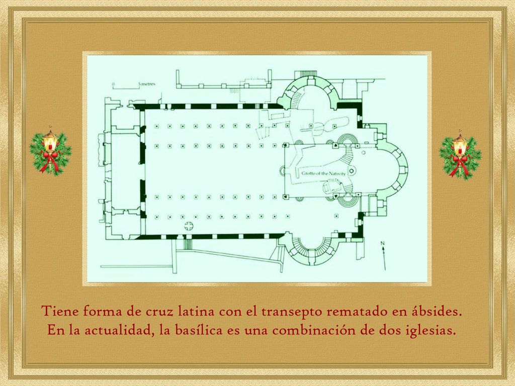 Tiene forma de cruz latina con el transepto rematado en ábsides.