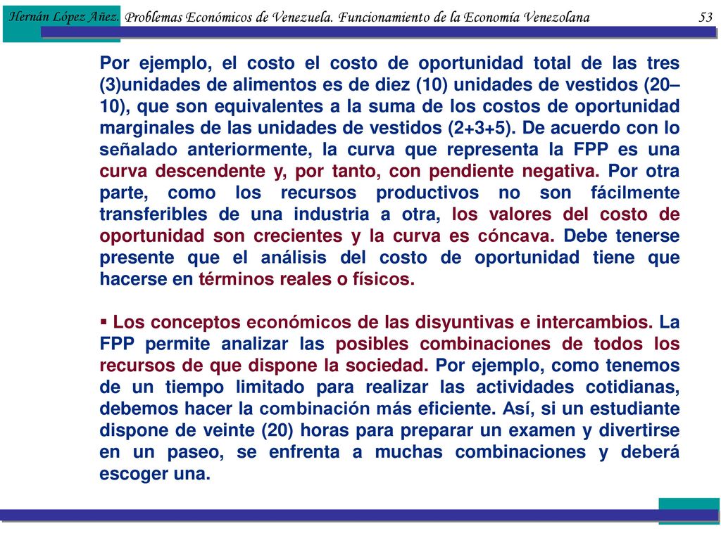 Hernán López Añez. Problemas Económicos de Venezuela. Funcionamiento de la Economía Venezolana 53.