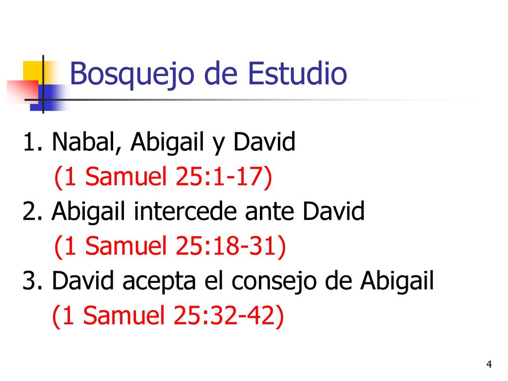 Bosquejo de Estudio 1. Nabal, Abigail y David (1 Samuel 25:1-17)