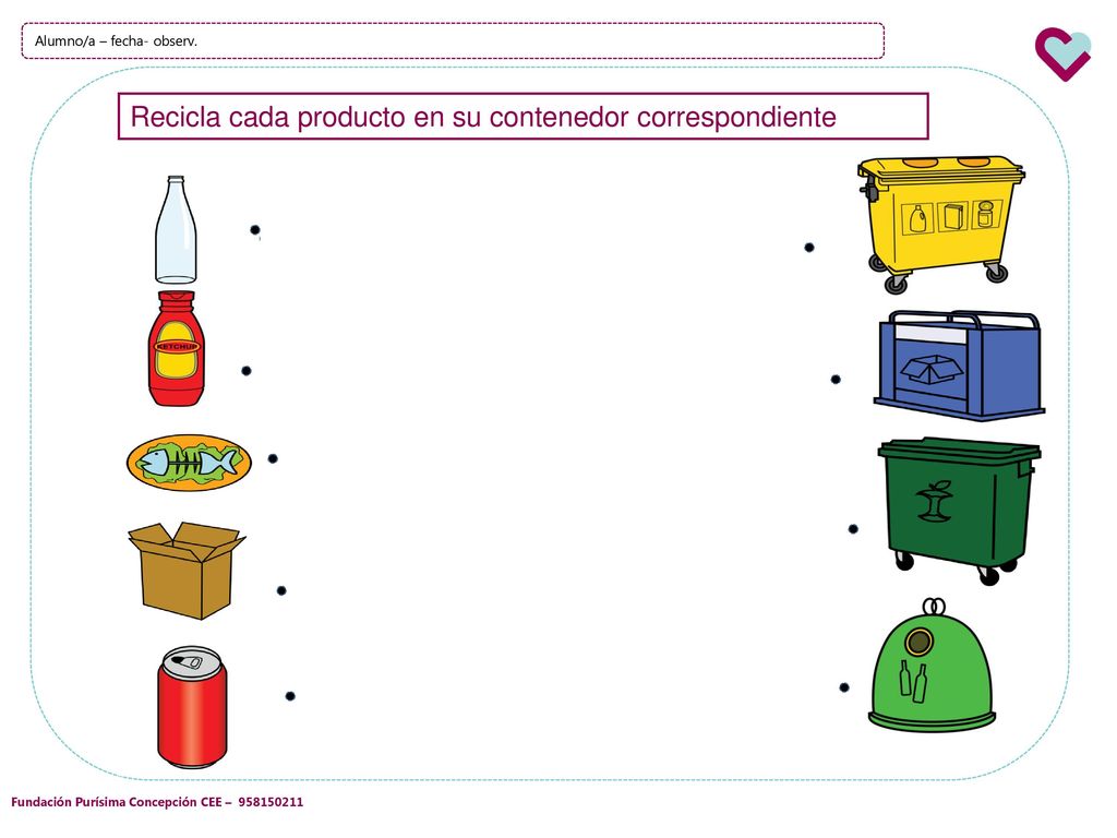 Recicla cada producto en su contenedor correspondiente