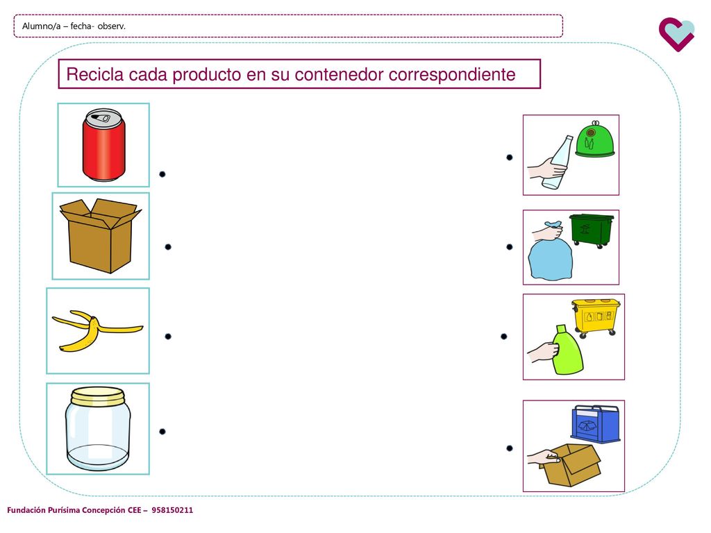 Recicla cada producto en su contenedor correspondiente