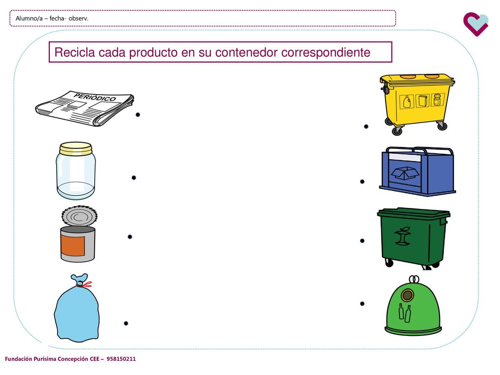 Recicla cada producto en su contenedor correspondiente