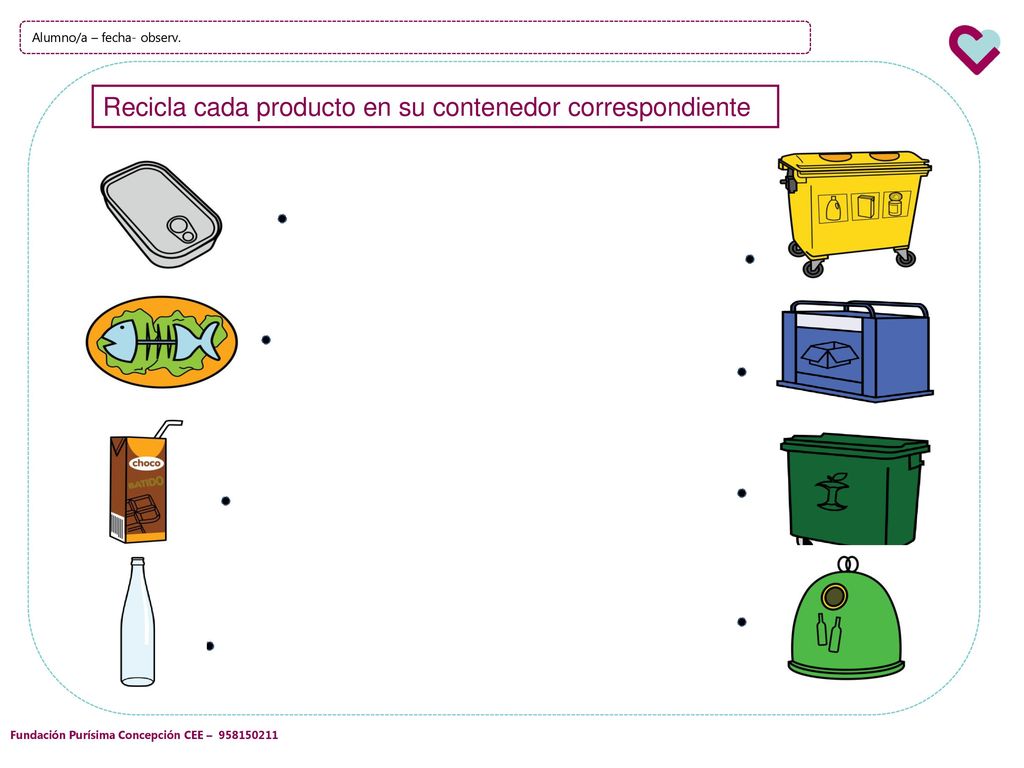 Recicla cada producto en su contenedor correspondiente