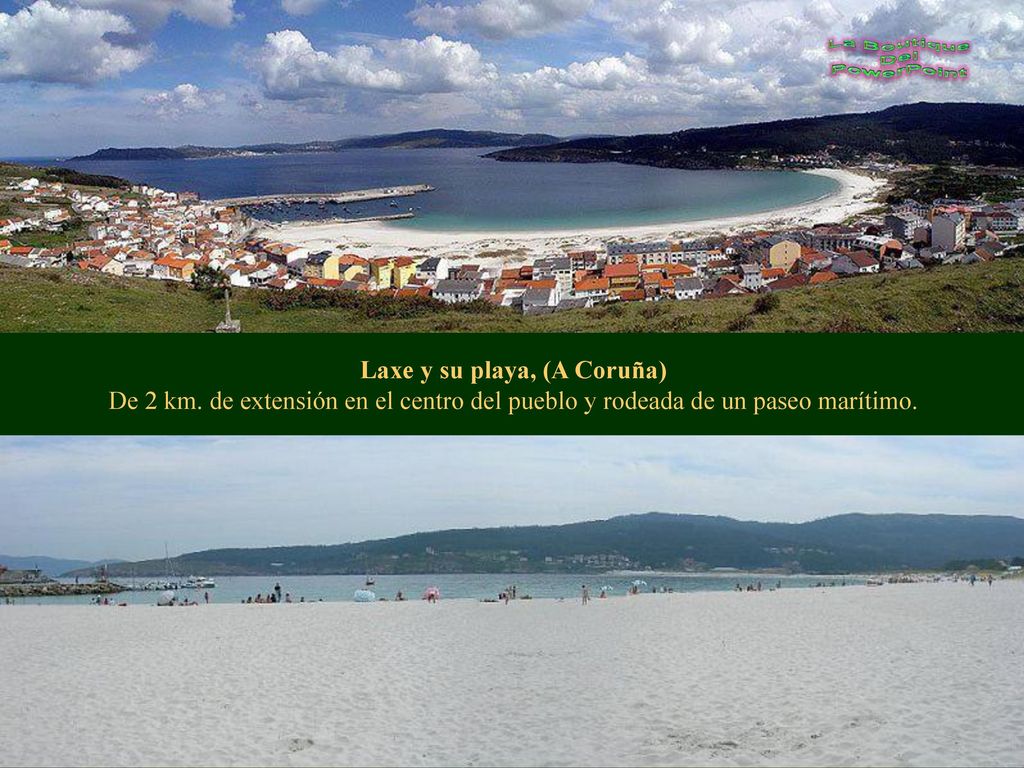 Laxe y su playa, (A Coruña) De 2 km