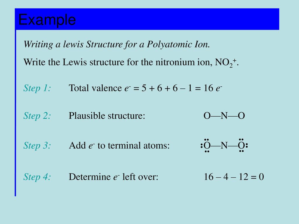 Example Writing a lewis Structure for a Polyatomic Ion.