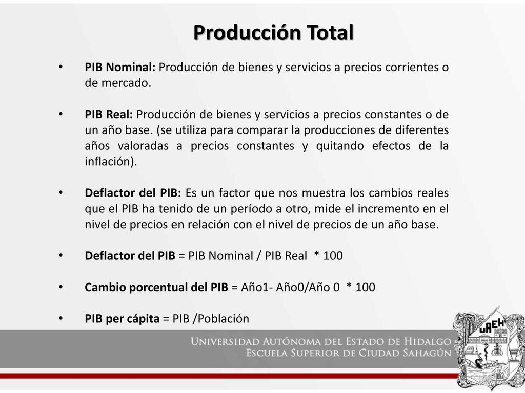 Producción Total PIB Nominal: Producción de bienes y servicios a precios corrientes o de mercado.