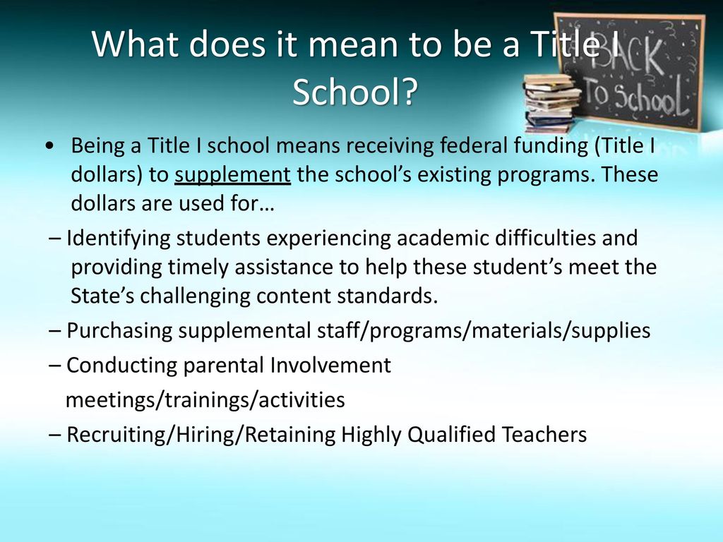 What does it mean to be a Title I School