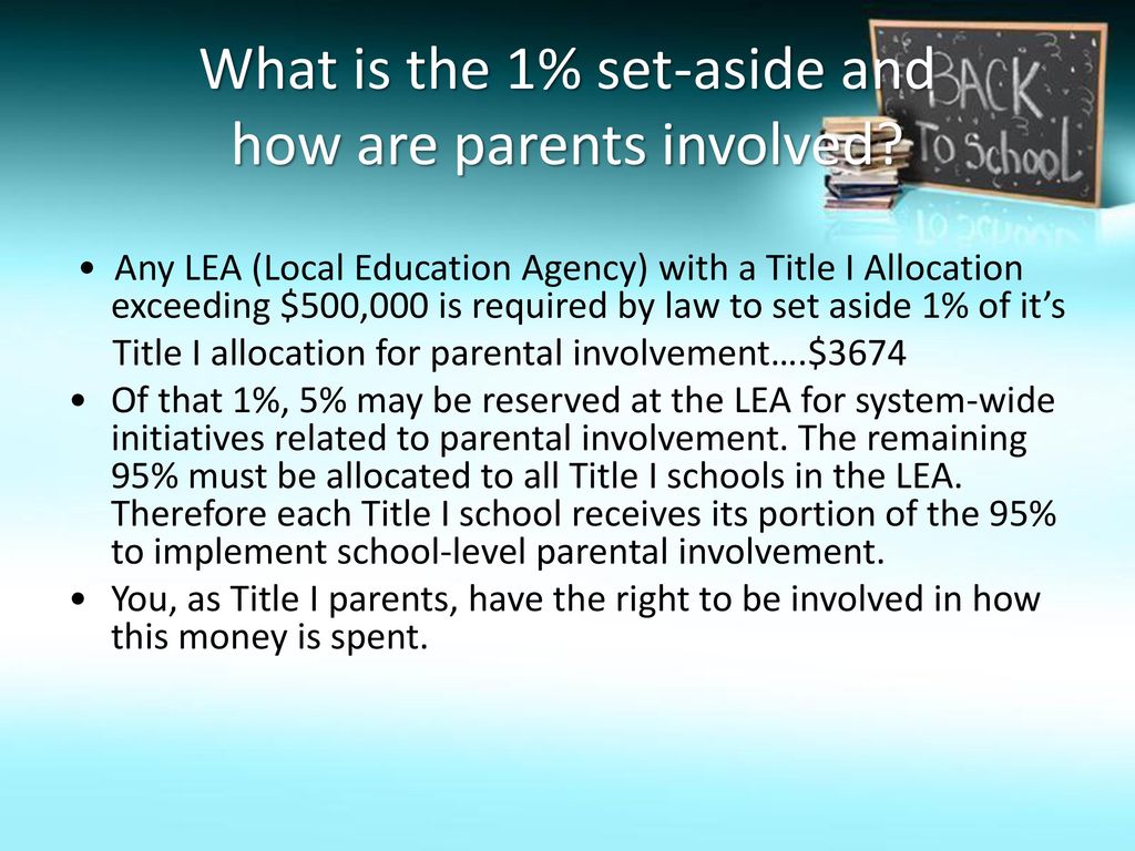 What is the 1% set-aside and how are parents involved