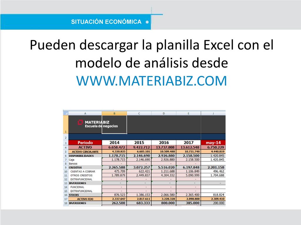 Pueden descargar la planilla Excel con el modelo de análisis desde
