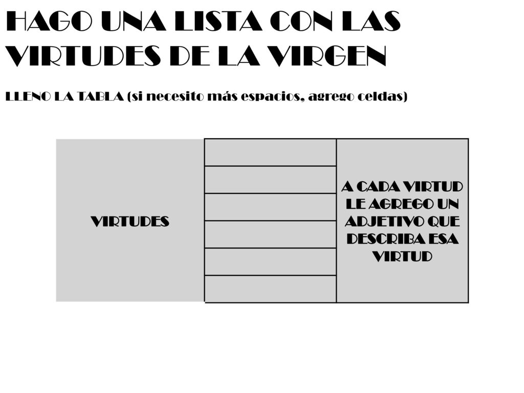 A CADA VIRTUD LE AGREGO UN ADJETIVO QUE DESCRIBA ESA VIRTUD