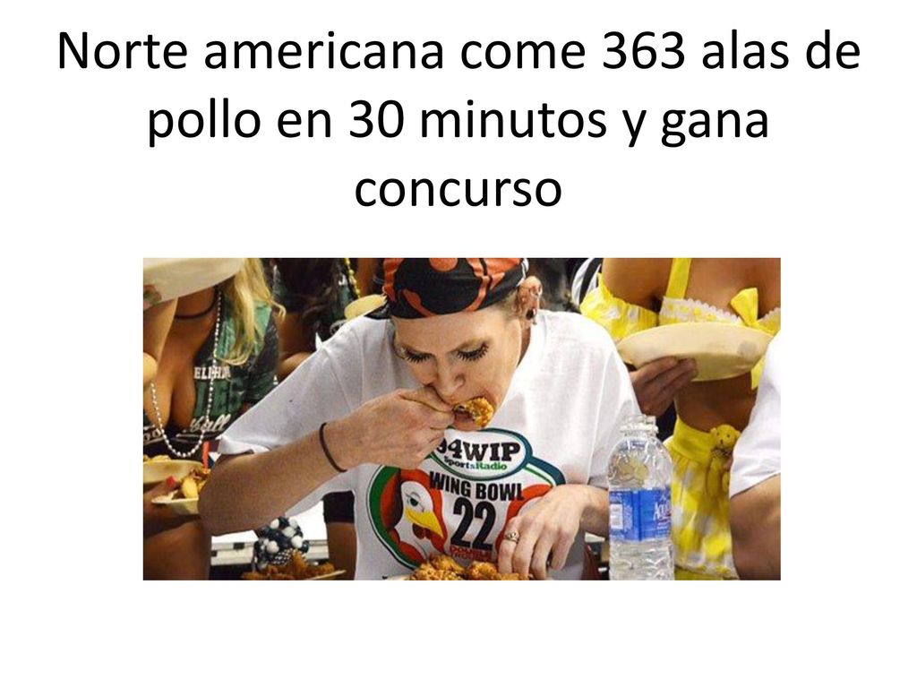 Norte americana come 363 alas de pollo en 30 minutos y gana concurso