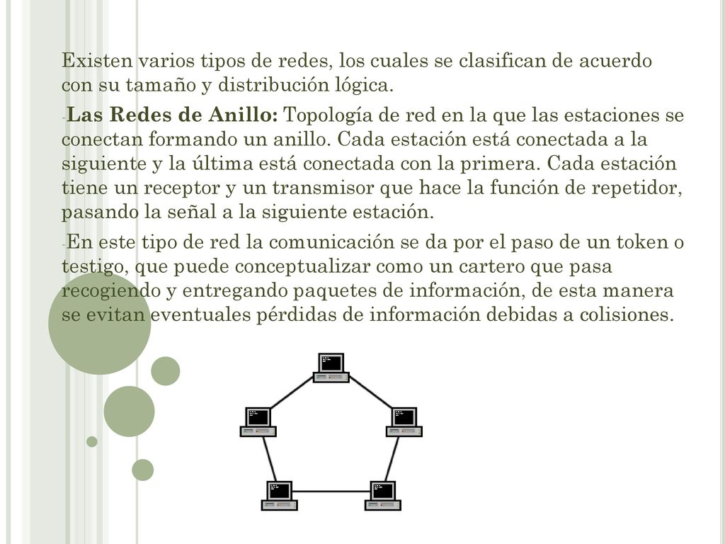 Existen varios tipos de redes, los cuales se clasifican de acuerdo con su tamaño y distribución lógica.
