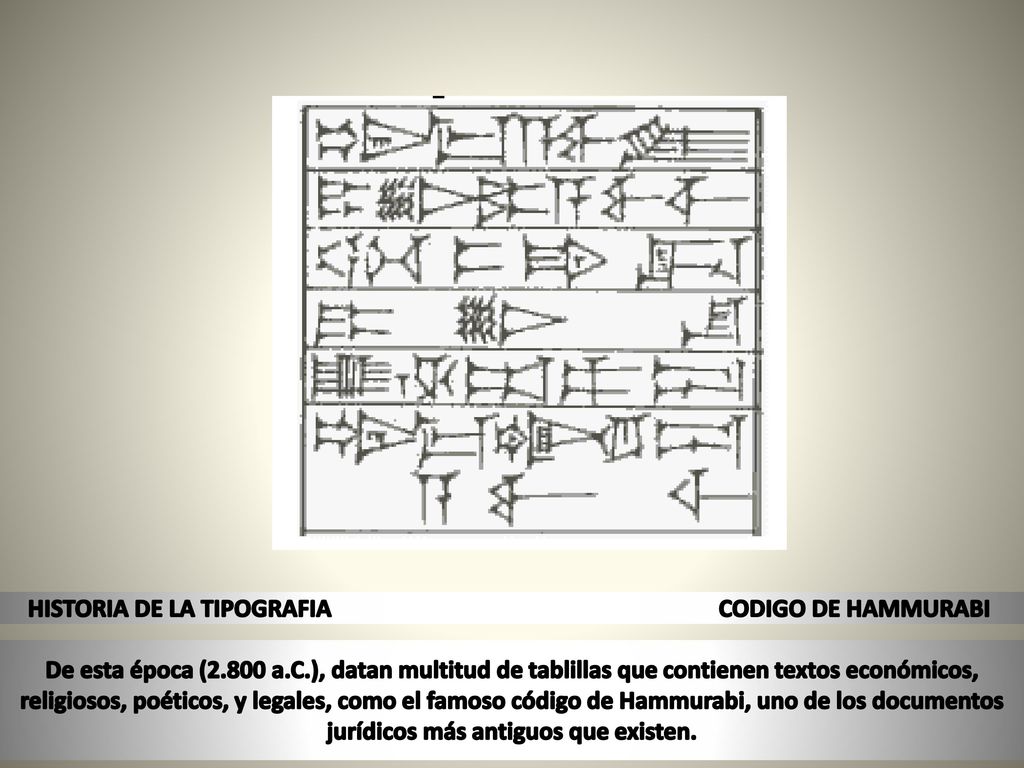 HISTORIA DE LA TIPOGRAFIA CODIGO DE HAMMURABI