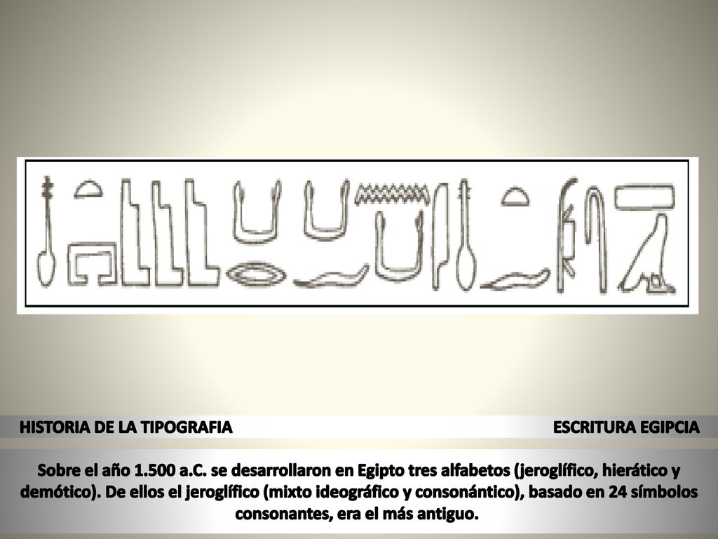 HISTORIA DE LA TIPOGRAFIA ESCRITURA EGIPCIA