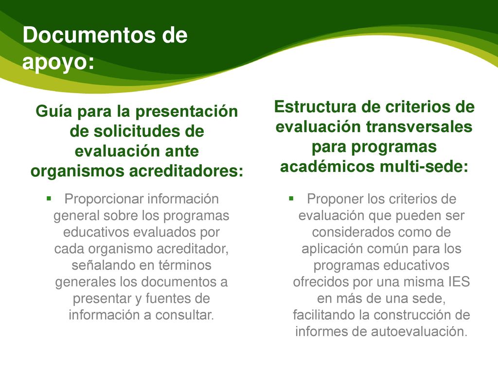 Documentos de apoyo: Estructura de criterios de evaluación transversales para programas académicos multi-sede: