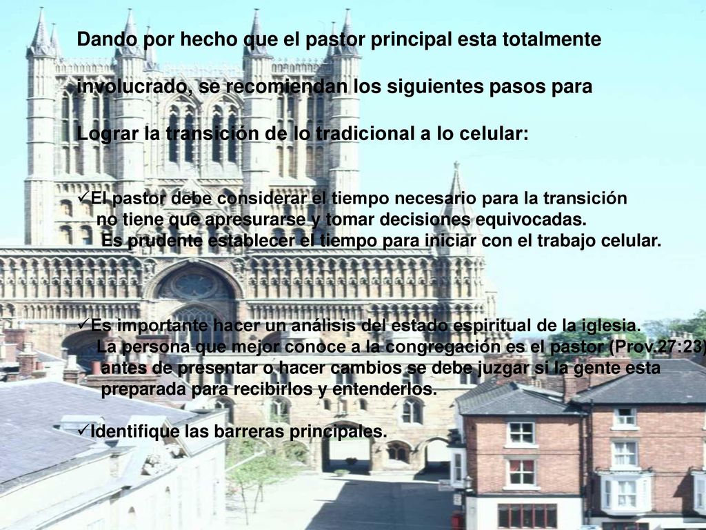 Dando por hecho que el pastor principal esta totalmente