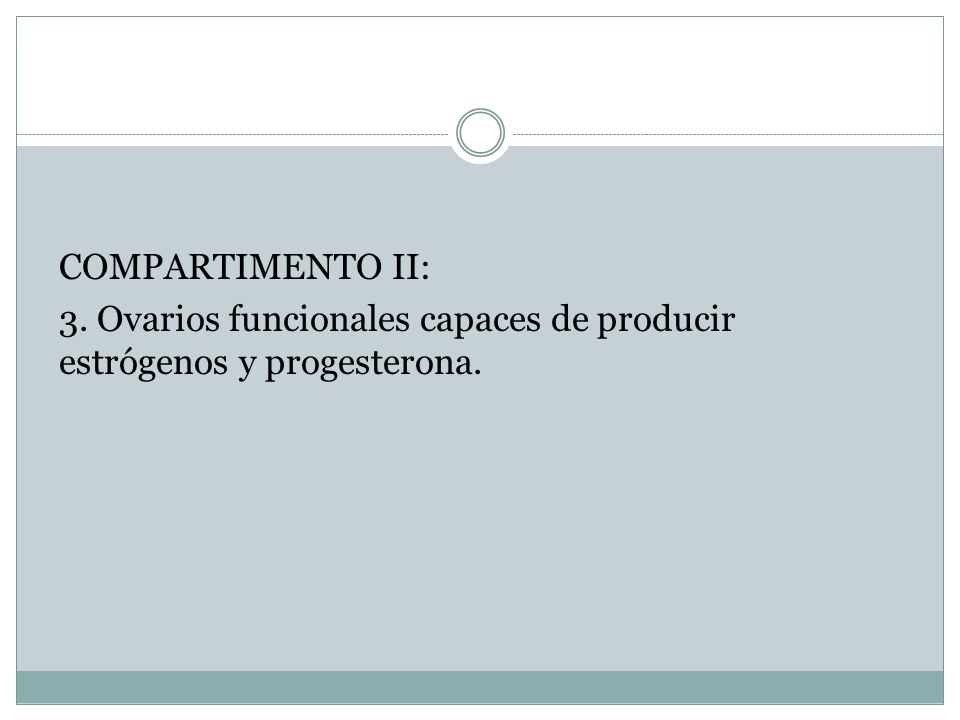 COMPARTIMENTO II: 3. Ovarios funcionales capaces de producir estrógenos y progesterona.