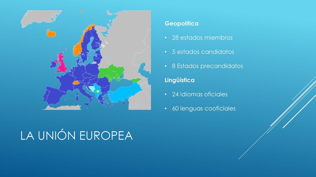 La unión europea Geopolítica 28 estados miembros 5 estados candidatos