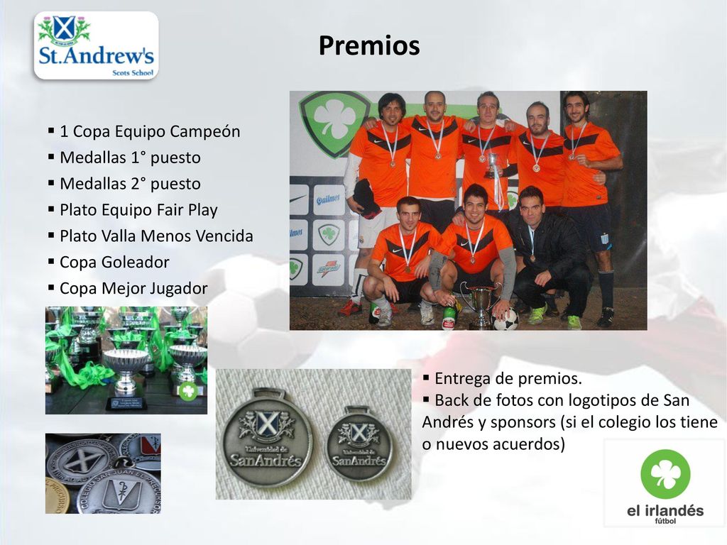 Premios 1 Copa Equipo Campeón Medallas 1° puesto Medallas 2° puesto