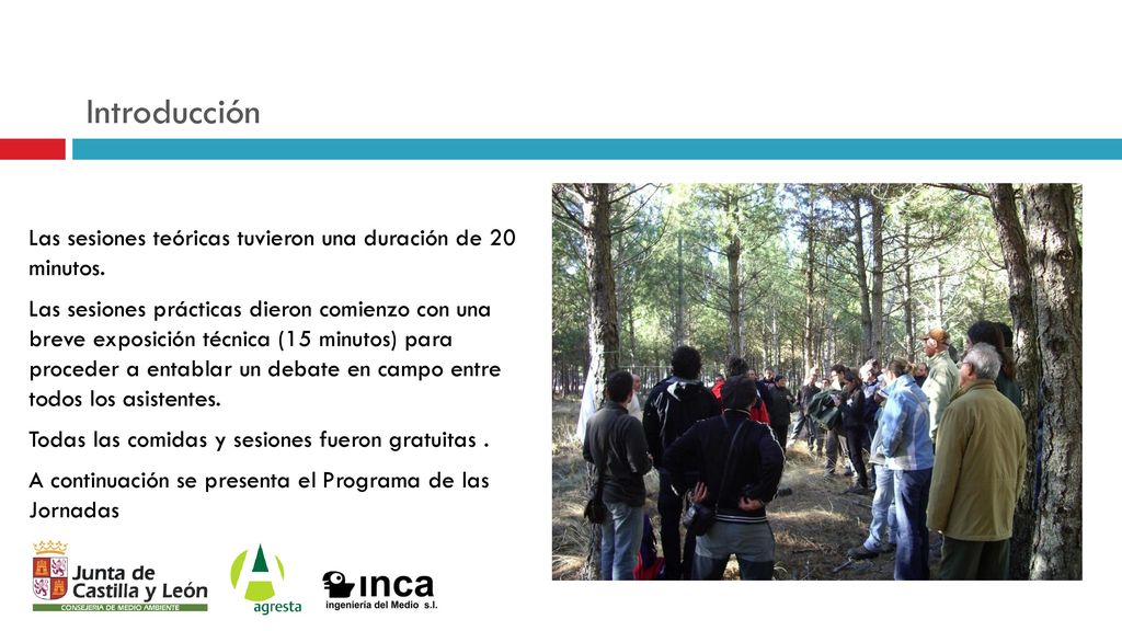 Introducción Las sesiones teóricas tuvieron una duración de 20 minutos.