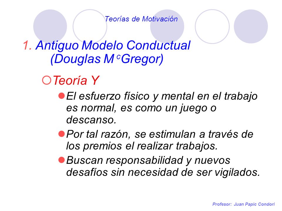 Antiguo Modelo Conductual (Douglas M cGregor) Teoría Y