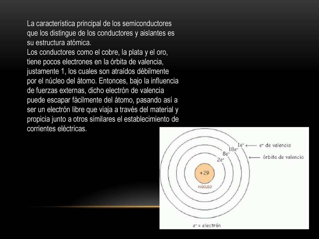 La característica principal de los semiconductores que los distingue de los conductores y aislantes es su estructura atómica.