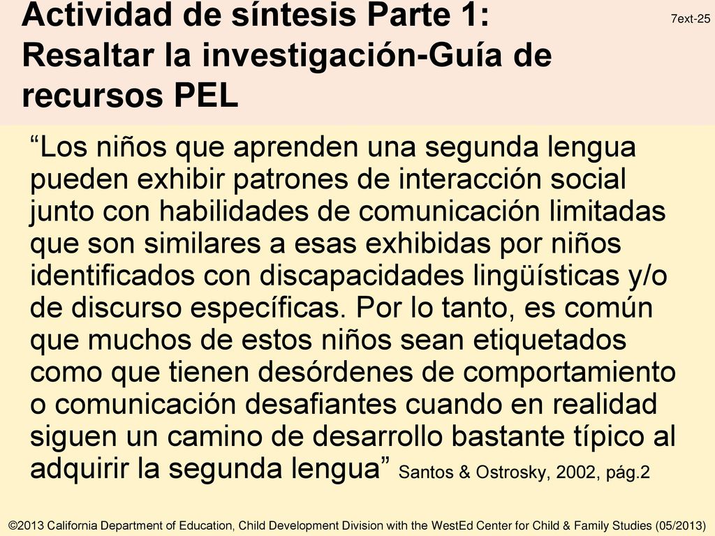 Actividad de síntesis Parte 1: Resaltar la investigación-Guía de recursos PEL