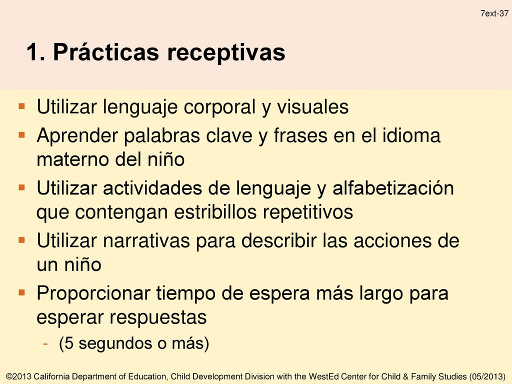 1. Prácticas receptivas Utilizar lenguaje corporal y visuales