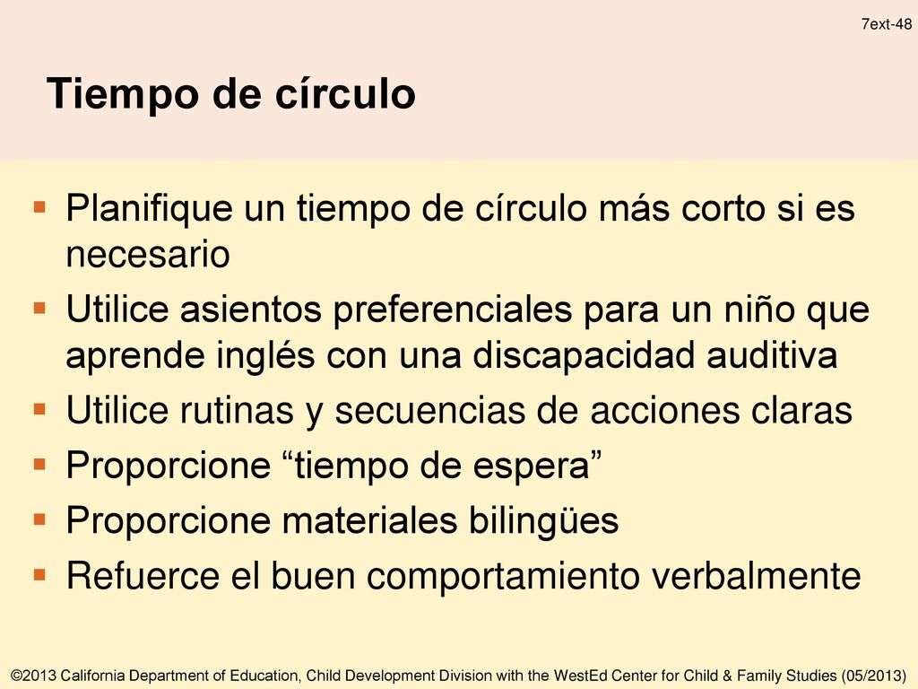 Tiempo de círculo Planifique un tiempo de círculo más corto si es necesario.
