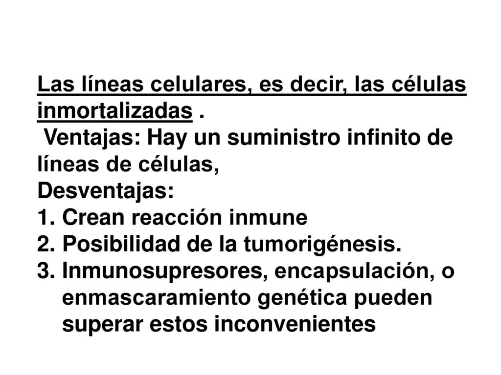Las líneas celulares, es decir, las células inmortalizadas .