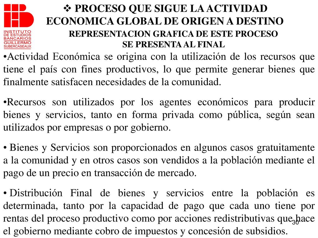 PROCESO QUE SIGUE LA ACTIVIDAD ECONOMICA GLOBAL DE ORIGEN A DESTINO