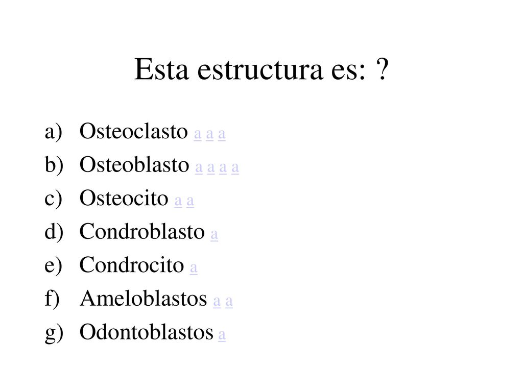 Esta estructura es: Osteoclasto a a a Osteoblasto a a a a